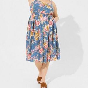Torrid Women’s Size 3 Midi Challis Sweetheart Dress Plus Size Summer Dress